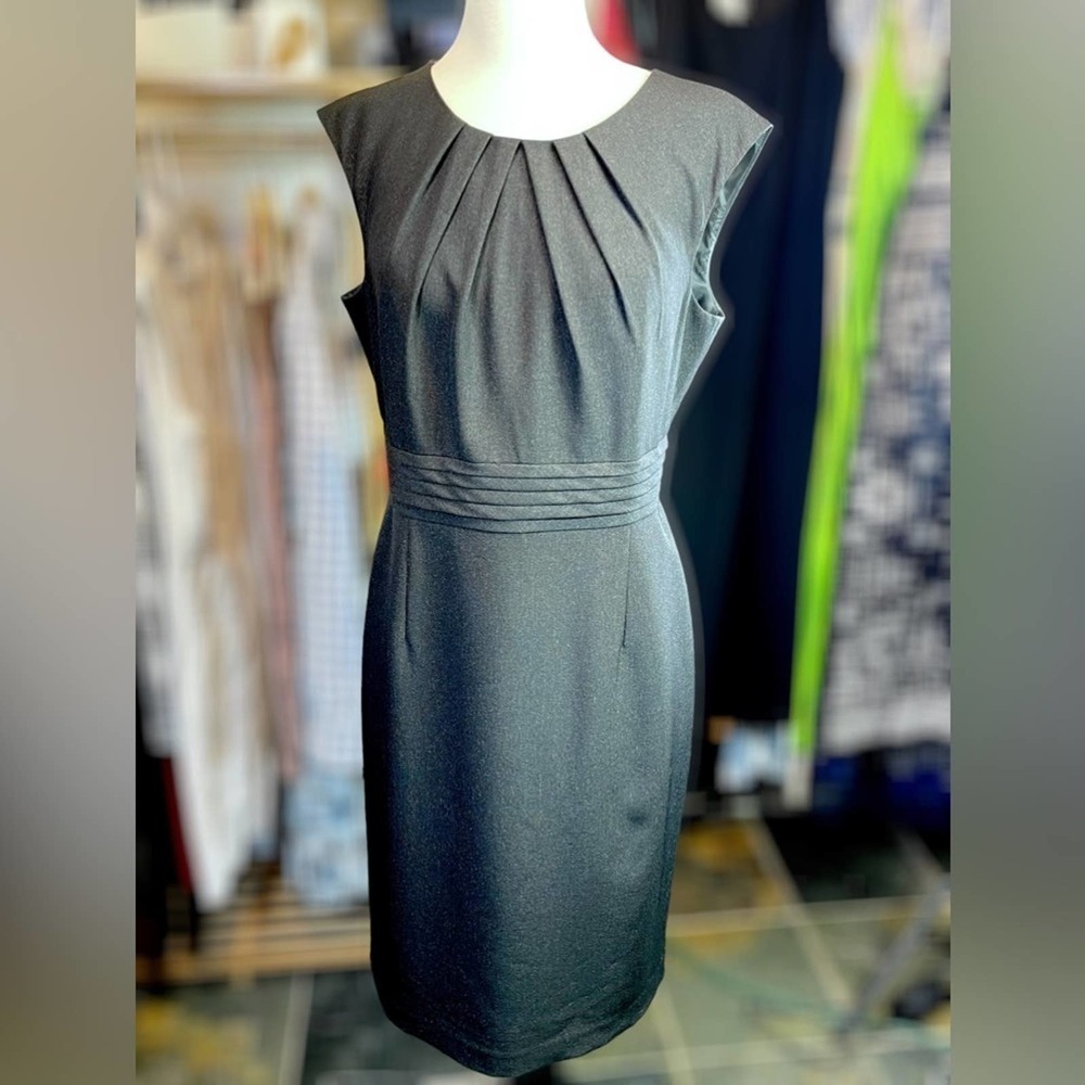 ARTHUR S. LEVINE for TAHARI Charcoal Grey Dress with Silver Sparkle Size 12